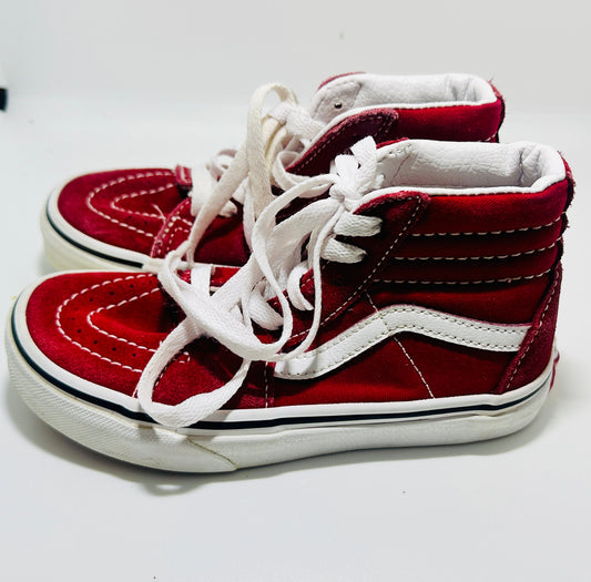 Vans Sk8 Hi Unisex Kids Oldskool Leather High Top Sneakers, Red, Youth, Size 13, 721356
