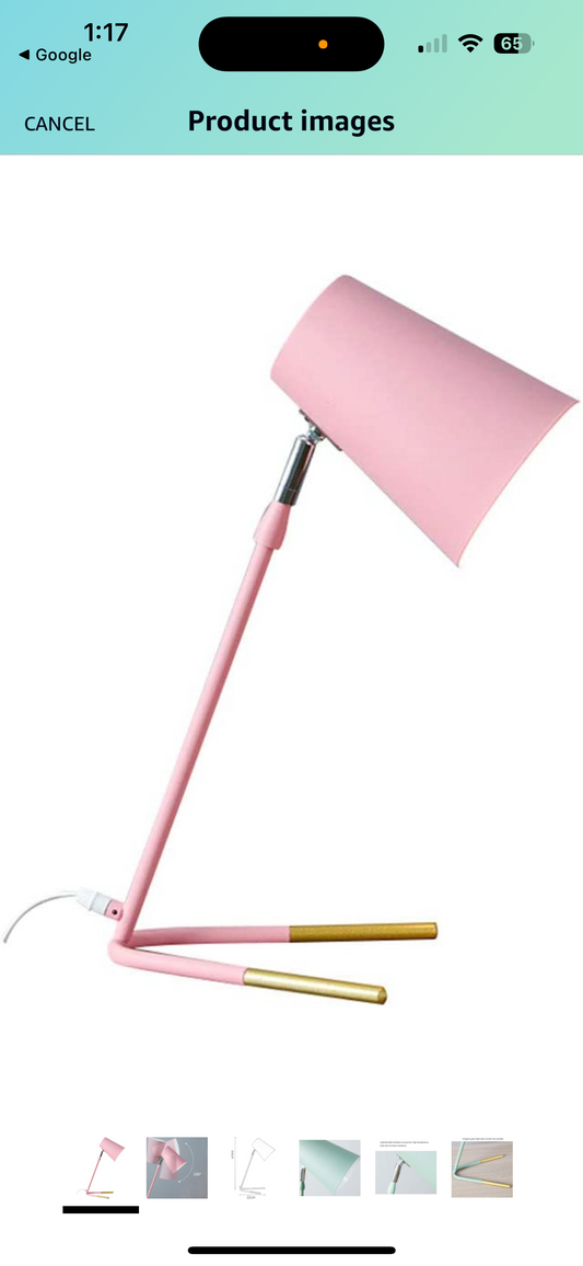 V-Light LED Table Lamp, Matte Rose with Gold Accent